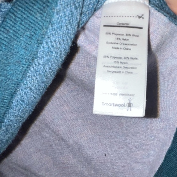 Smartwool Womens Shadow Pine Colorblock Sweater in Mist Blue/Twilight Marl - Picture 4 of 4